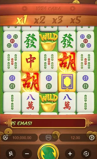 Demo Mahjong Ways PG Soft: gulungan mahjong, bar pengali dan tombol SPIN Demo Mahjong Ways PG Soft: gulungan mahjong, bar pengali dan tombol SPIN